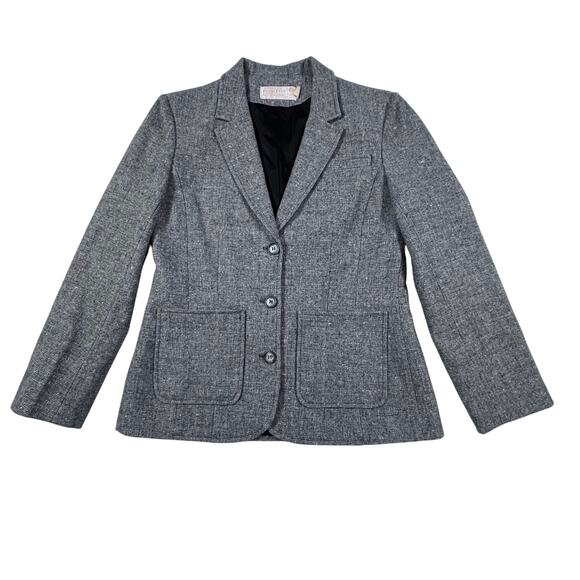 Vintage Pendleton 100% Made In USA Virgin Wool Women’s Gray Tweed Blazer Sz 10 - Picture 1 of 7